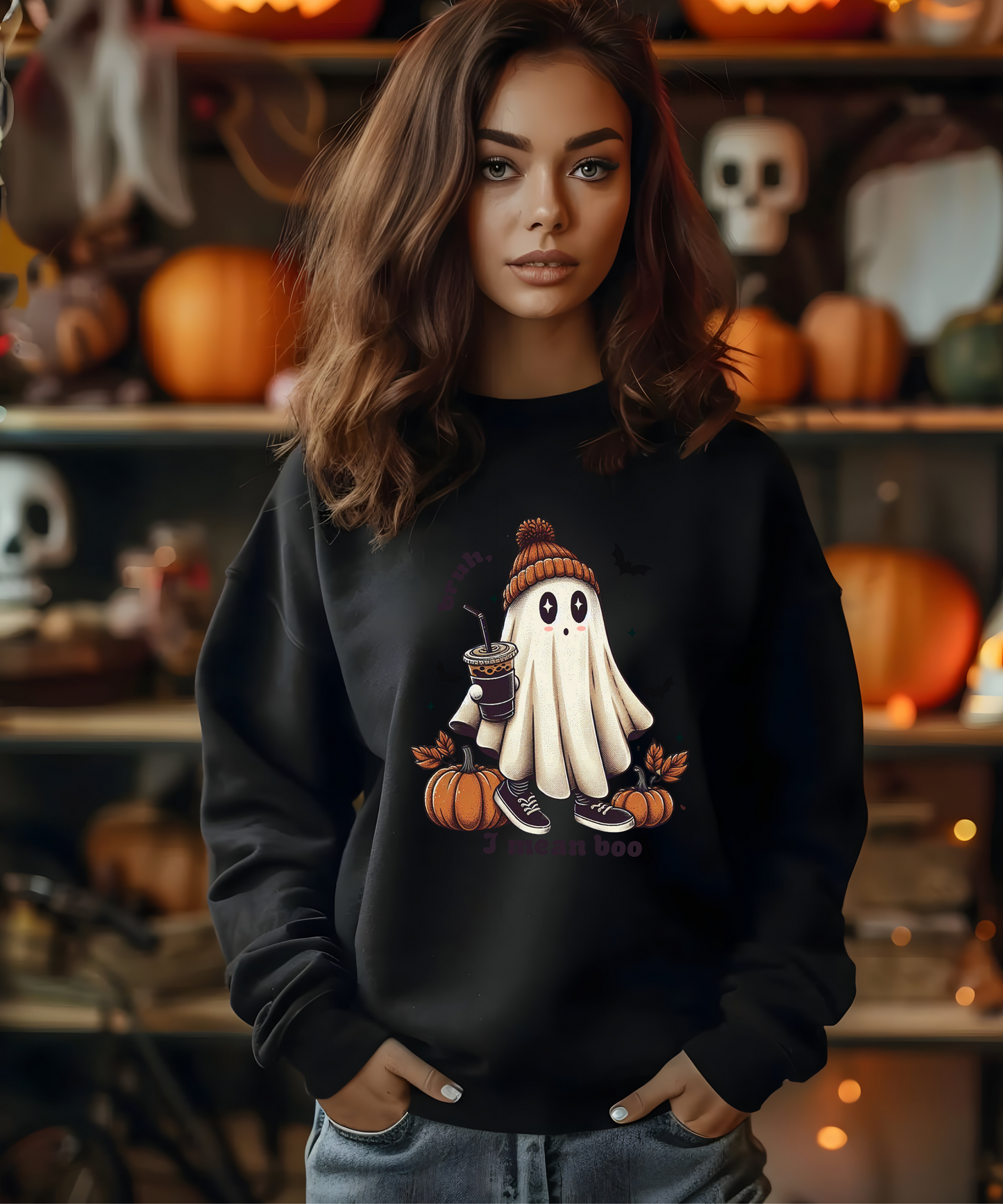 Little Ghost Ice Coffee Shirt, Halloween Sweatshirt, Ghost Sweatshirt; Gift for daughter, Gift for Son