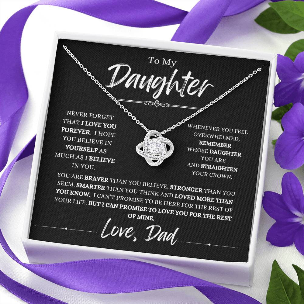 To My Daughter | I Love you Forever | To Daughter From Dad Necklace |Love Knot Necklace (Yellow & White Gold Variants)