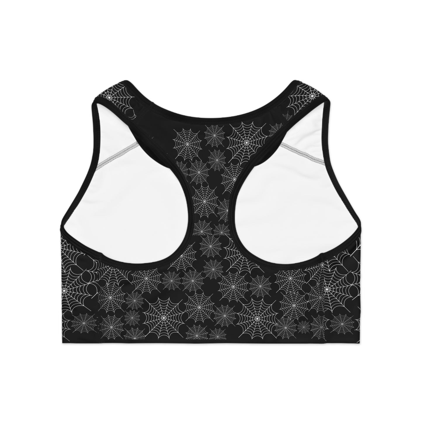 Spiderweb Sports Bra, Sports Bra (AOP), Halloween Sports Bra, Halloween Costume, Spooky Sports Bra