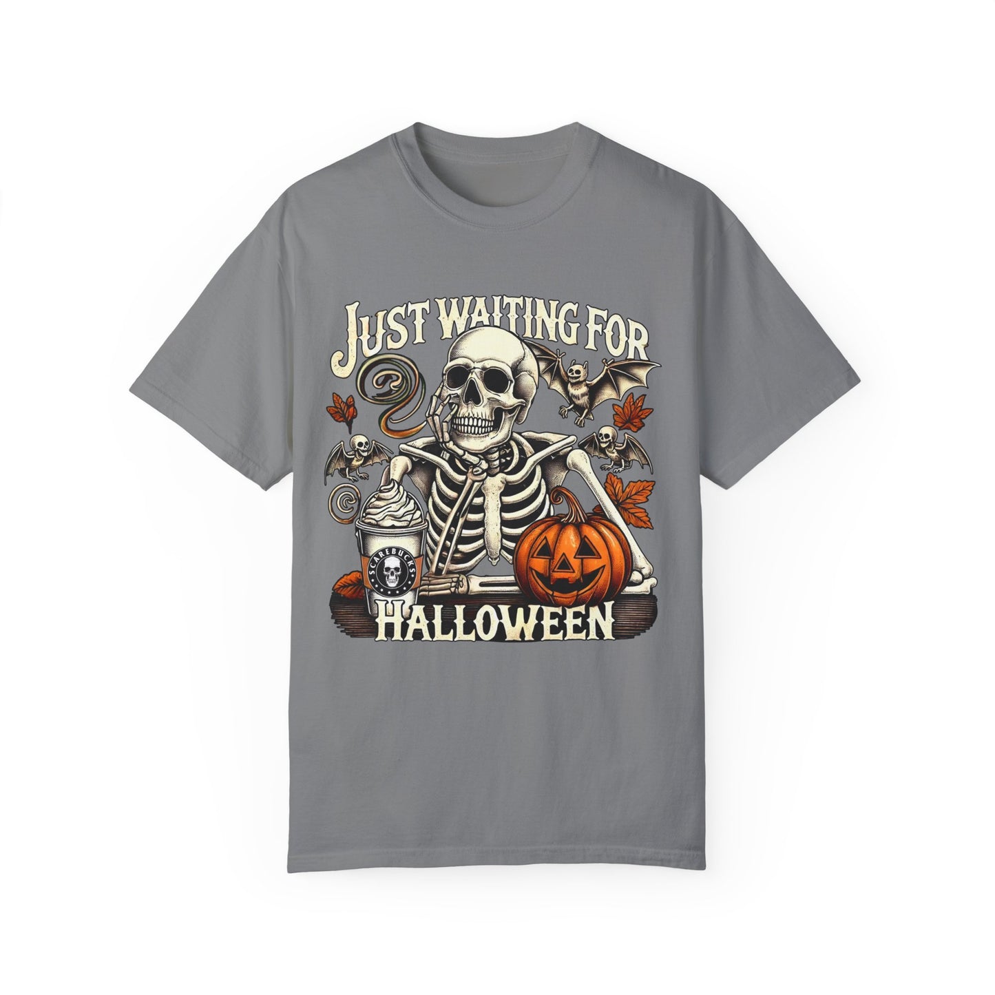 Unisex Garment-Dyed Skeleton Tee Halloween Shirt