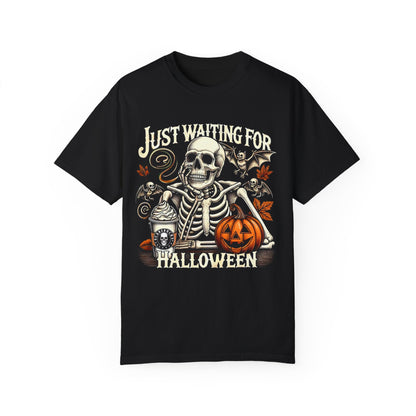 Unisex Garment-Dyed Skeleton Tee Halloween Shirt