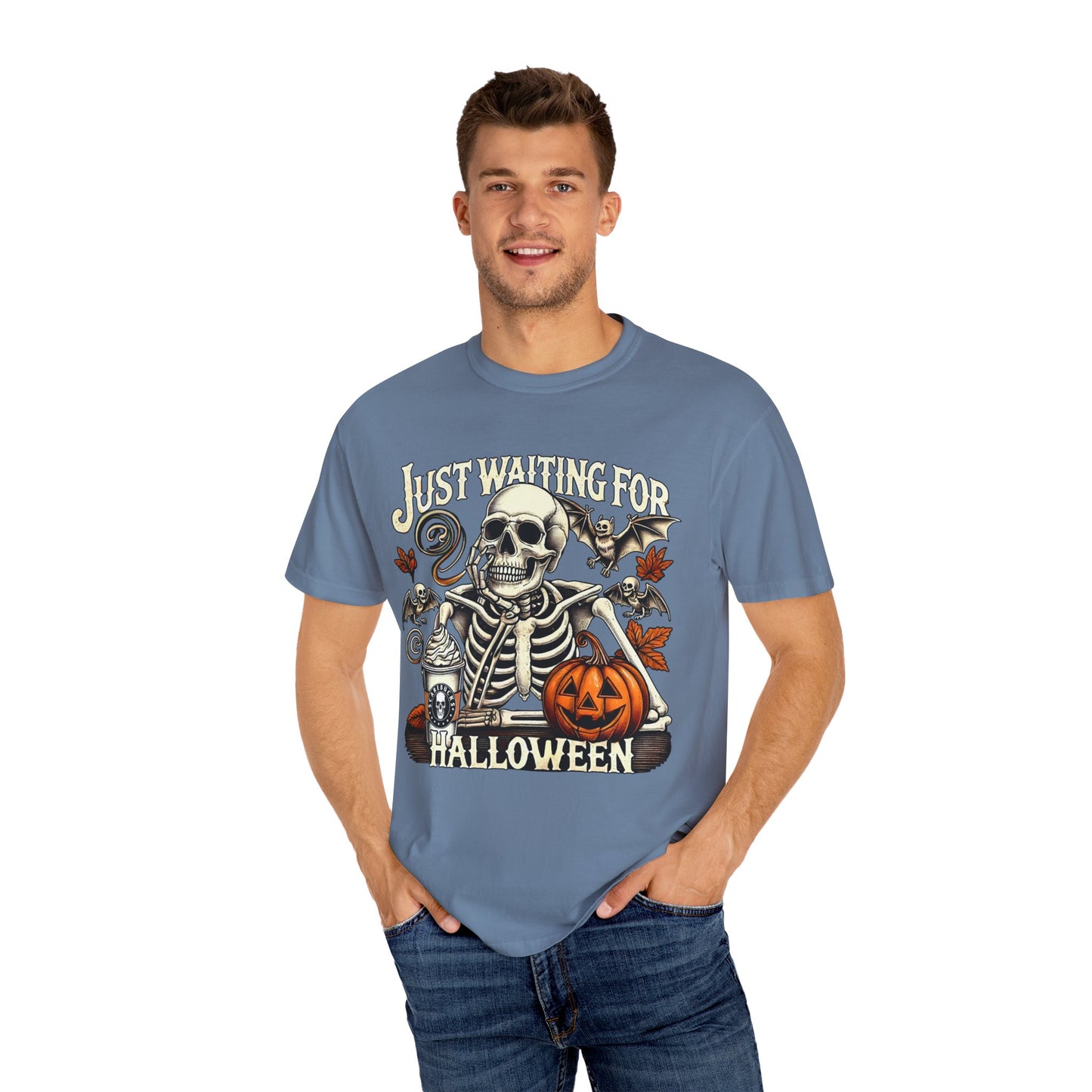 Unisex Garment-Dyed Skeleton Tee Halloween Shirt