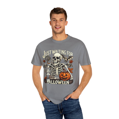 Unisex Garment-Dyed Skeleton Tee Halloween Shirt