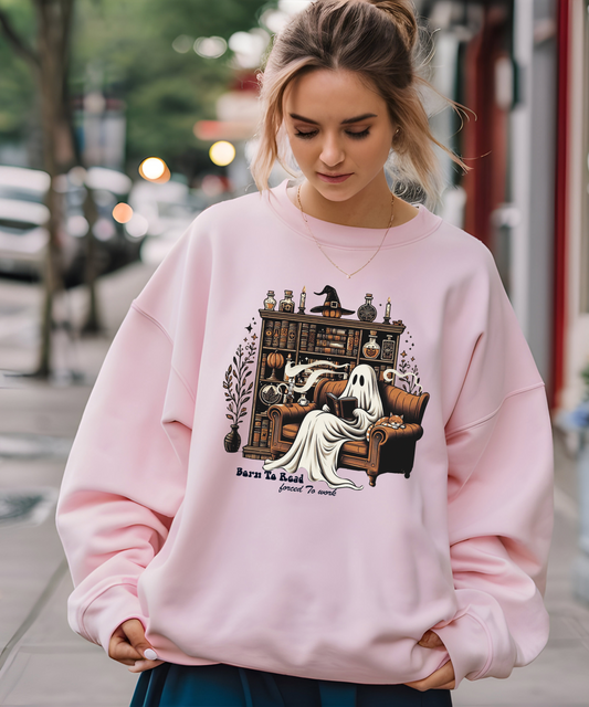 Retro Ghost Reading Books Sweatshirt, Librarian Ghost Halloween, Halloween Teacher Sweatshirt, Halloween Shirt, Teacher Gift, Boo School Unisex Garment-Dyed Sweatshirt