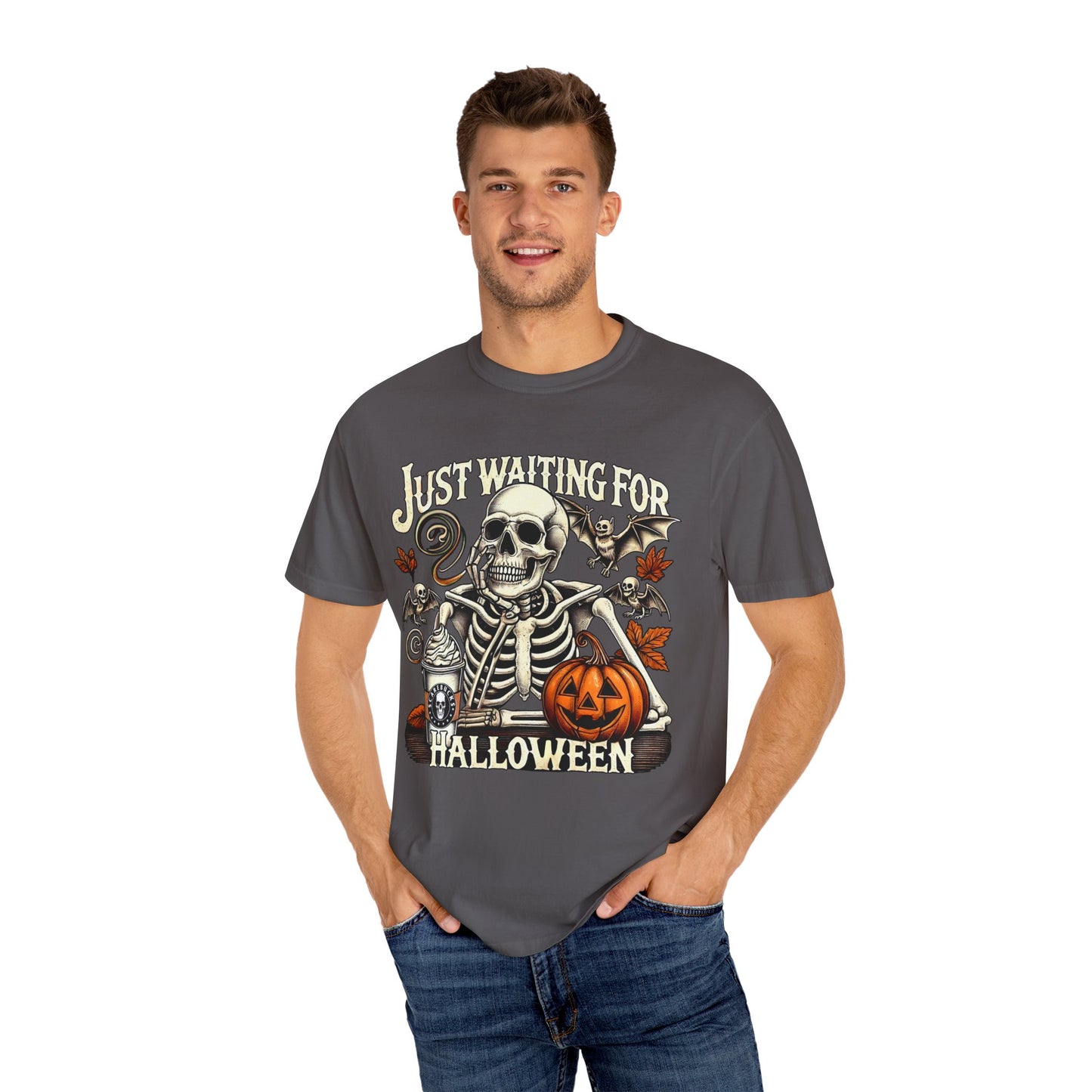 Unisex Garment-Dyed Skeleton Tee Halloween Shirt