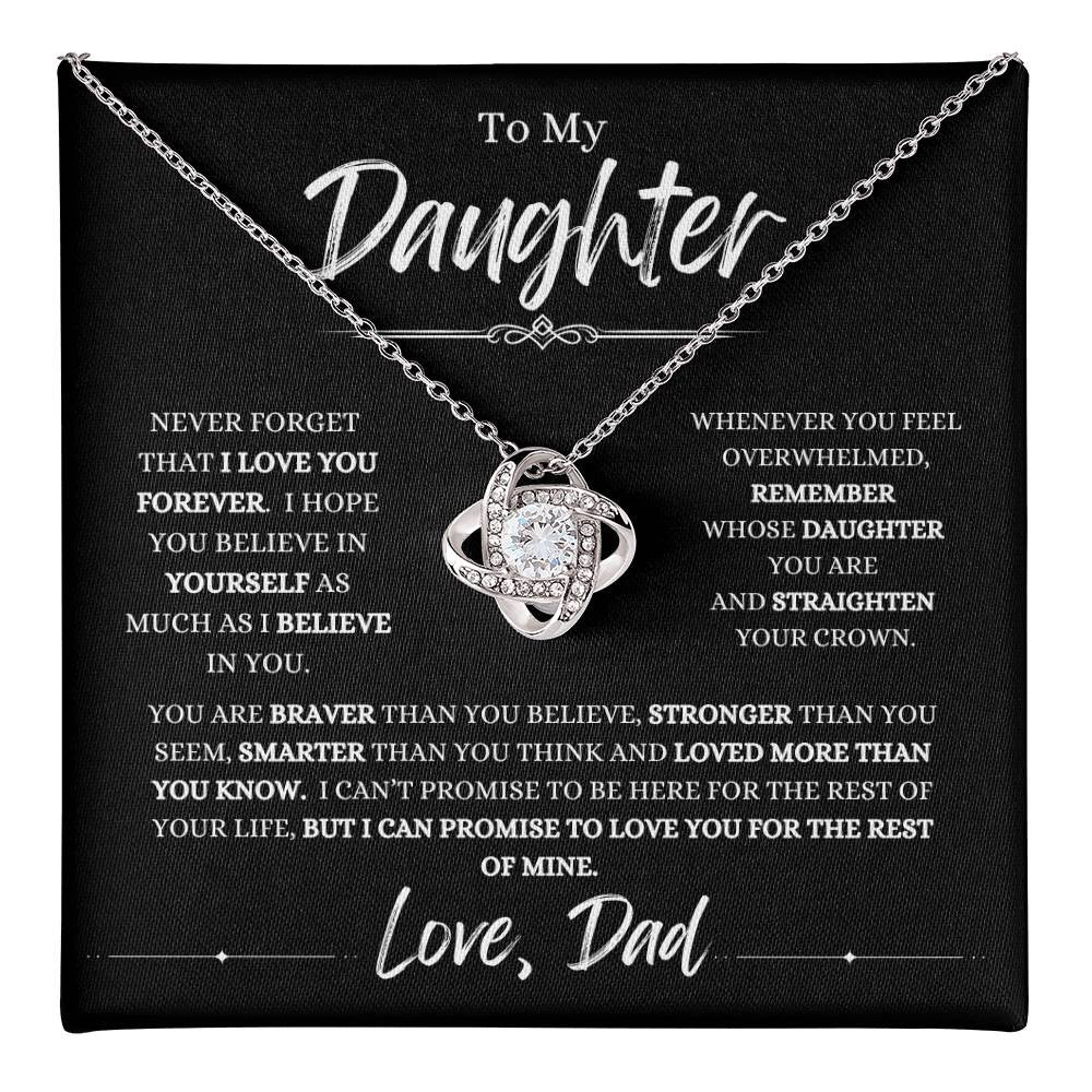 To My Daughter | I Love you Forever | To Daughter From Dad Necklace |Love Knot Necklace (Yellow & White Gold Variants)