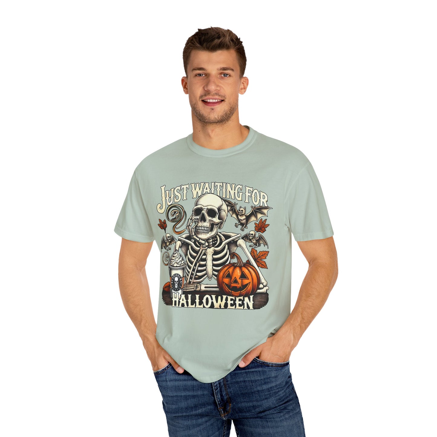 Unisex Garment-Dyed Skeleton Tee Halloween Shirt