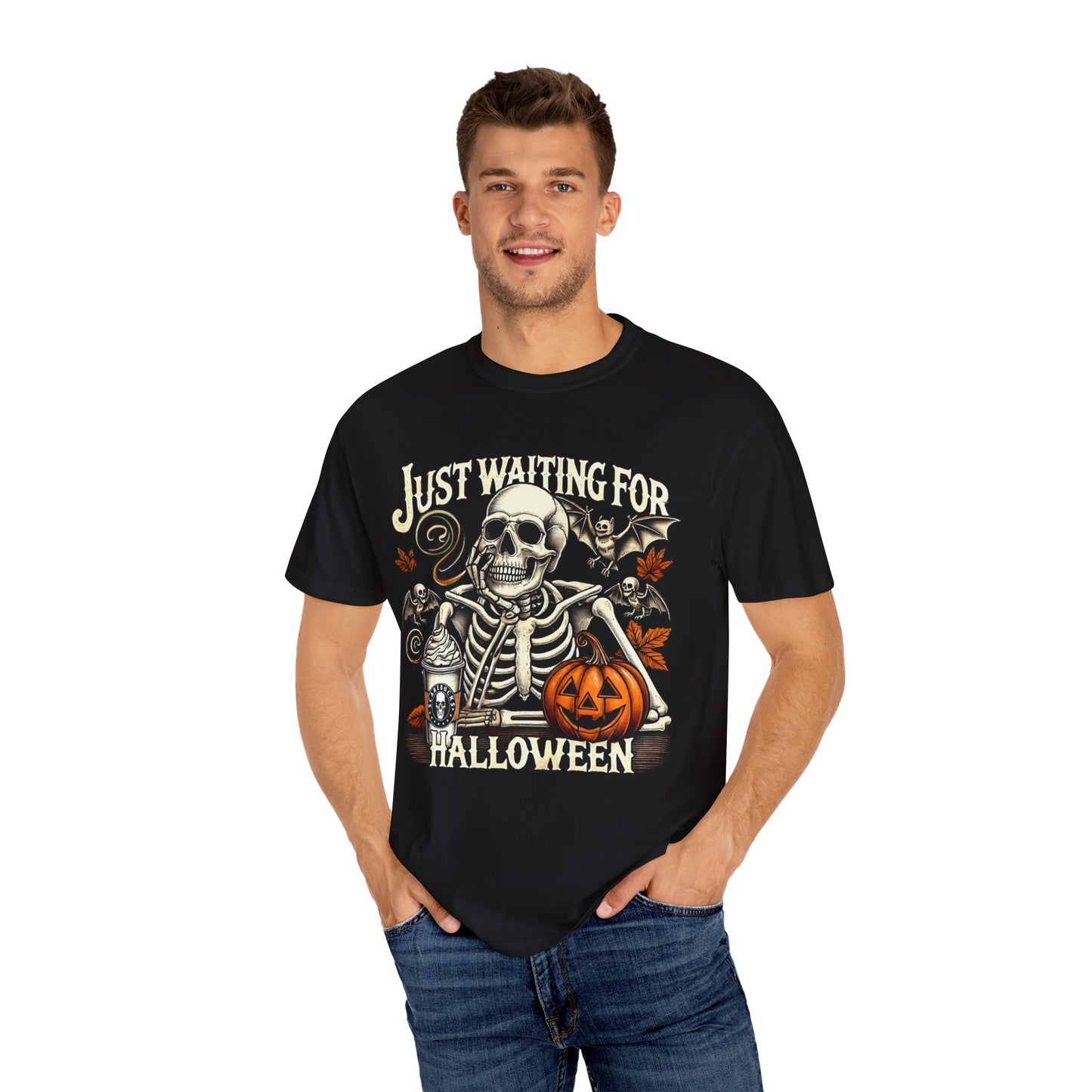 Unisex Garment-Dyed Skeleton Tee Halloween Shirt