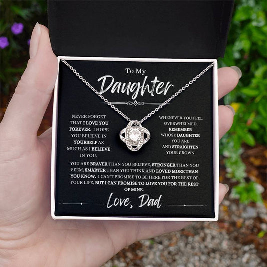 To My Daughter | I Love you Forever | To Daughter From Dad Necklace |Love Knot Necklace (Yellow & White Gold Variants)