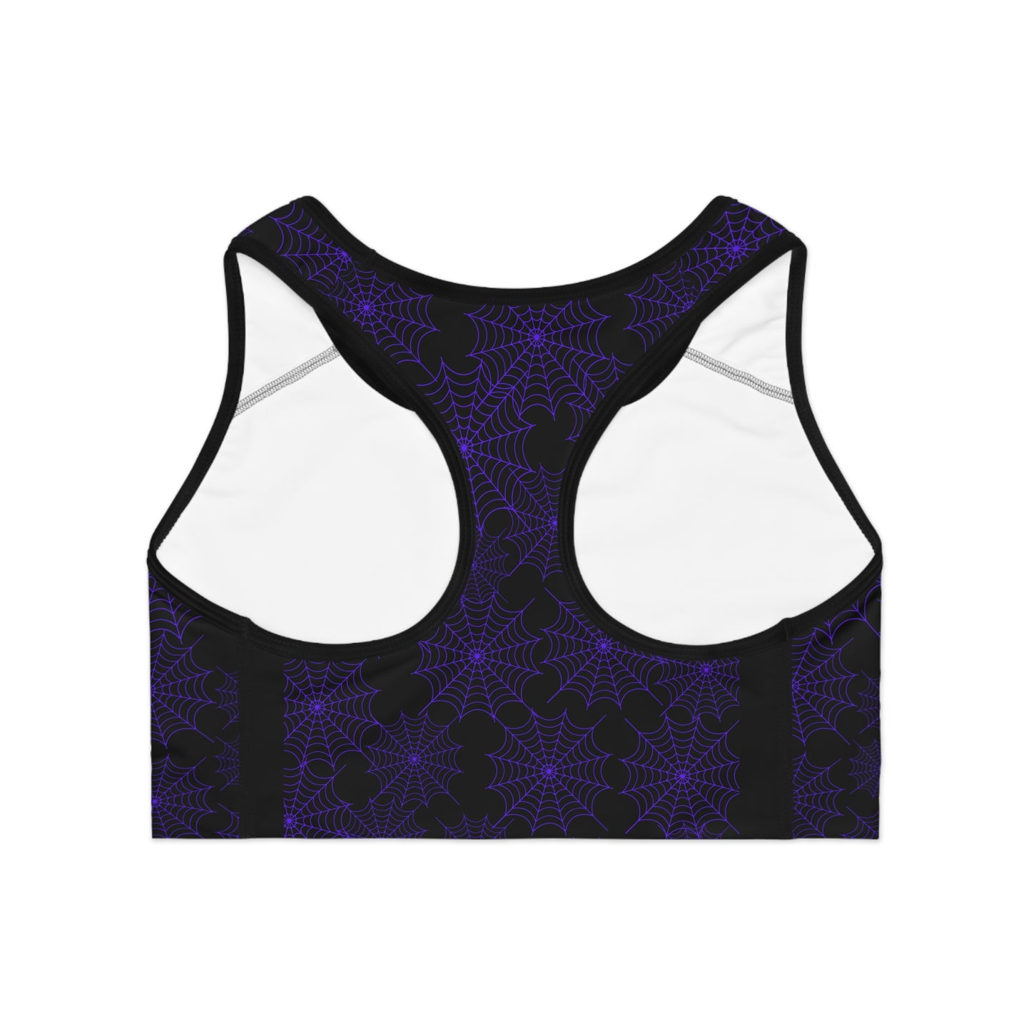 Sports Bra (AOP), Halloween Sports Bra, Spooky Sports Bra, Seasonal wear, Spiderweb Sports Bra