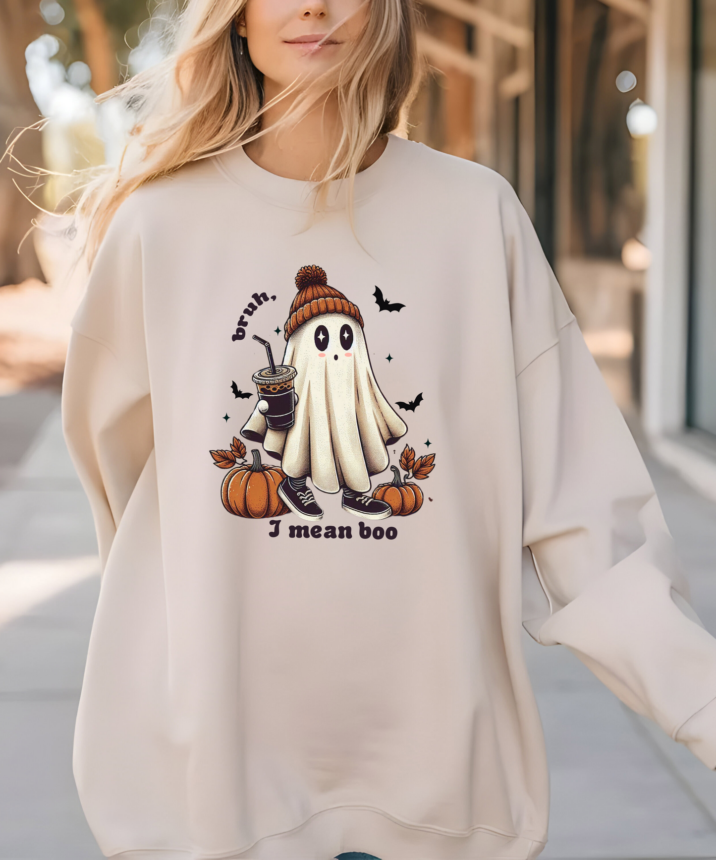 Little Ghost Ice Coffee Shirt, Halloween Sweatshirt, Ghost Sweatshirt; Gift for daughter, Gift for Son