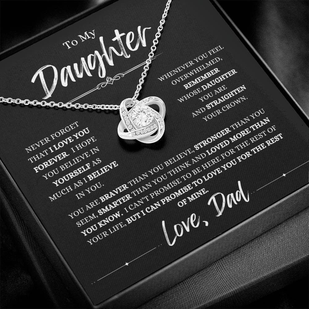 To My Daughter | I Love you Forever | To Daughter From Dad Necklace |Love Knot Necklace (Yellow & White Gold Variants)