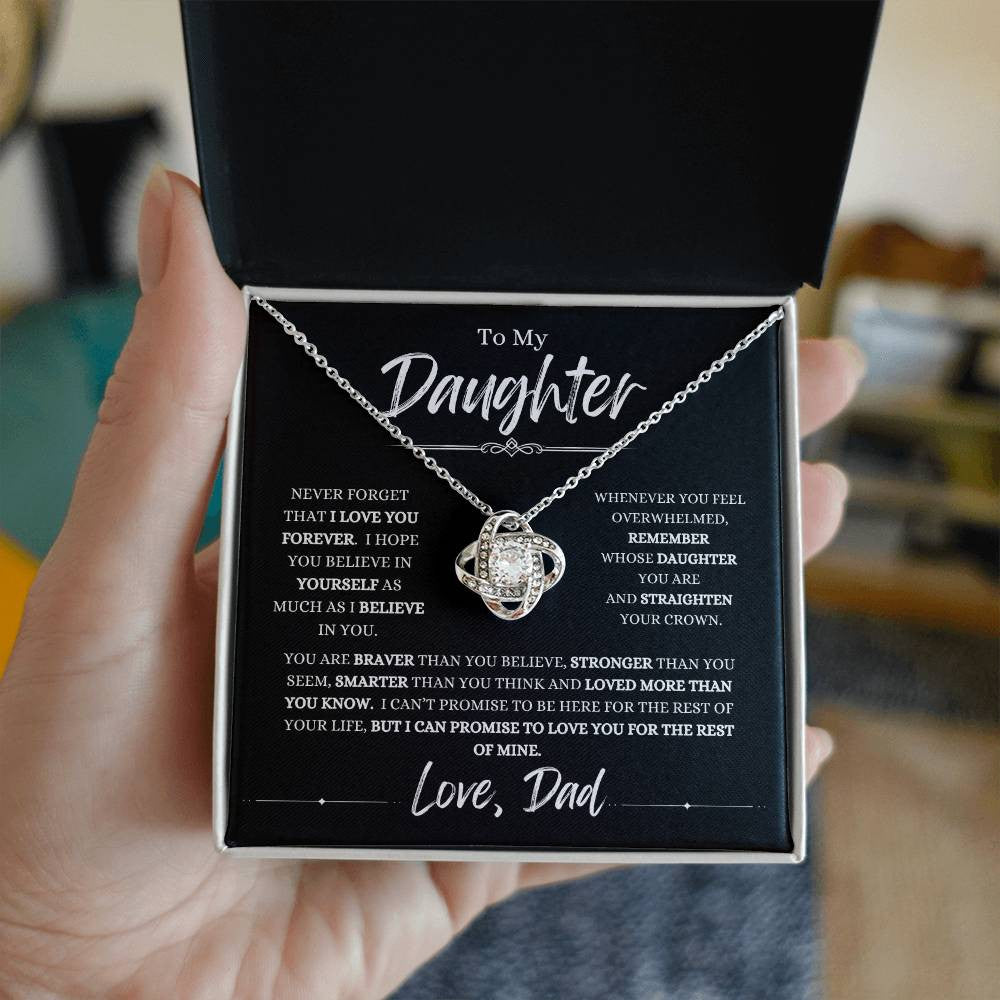 To My Daughter | I Love you Forever | To Daughter From Dad Necklace |Love Knot Necklace (Yellow & White Gold Variants)