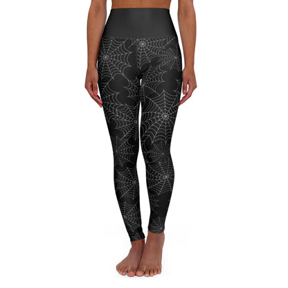 Spider web Leggings, Spooky Leggings, Halloween Leggings, Halloween Costume, High Waisted Yoga Leggings (AOP)