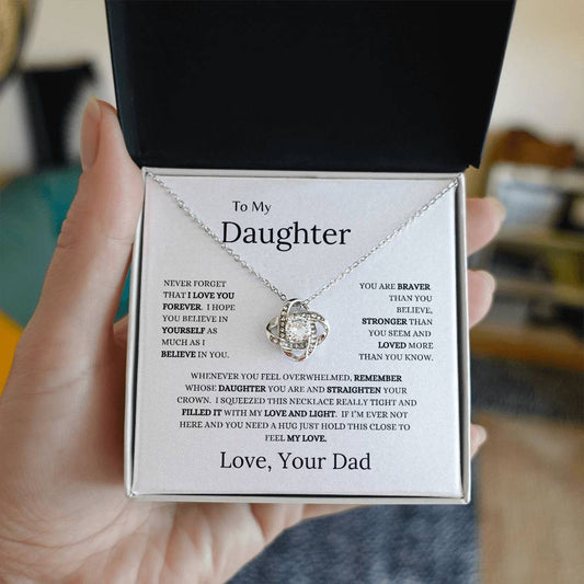 Gift from Dad to Daughter, Love Knot Necklace from Dad, Beautiful Love Knot Necklace Gift to Daughter