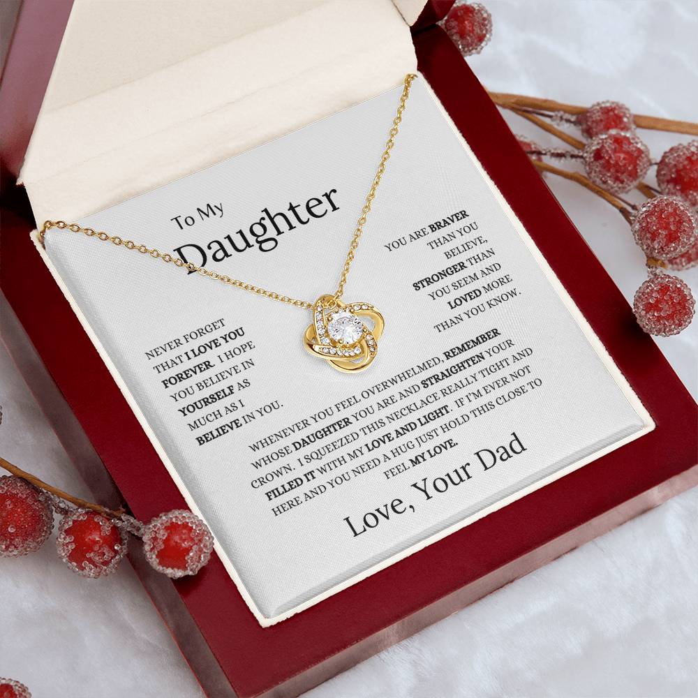 Gift from Dad to Daughter, Love Knot Necklace from Dad, Beautiful Love Knot Necklace Gift to Daughter