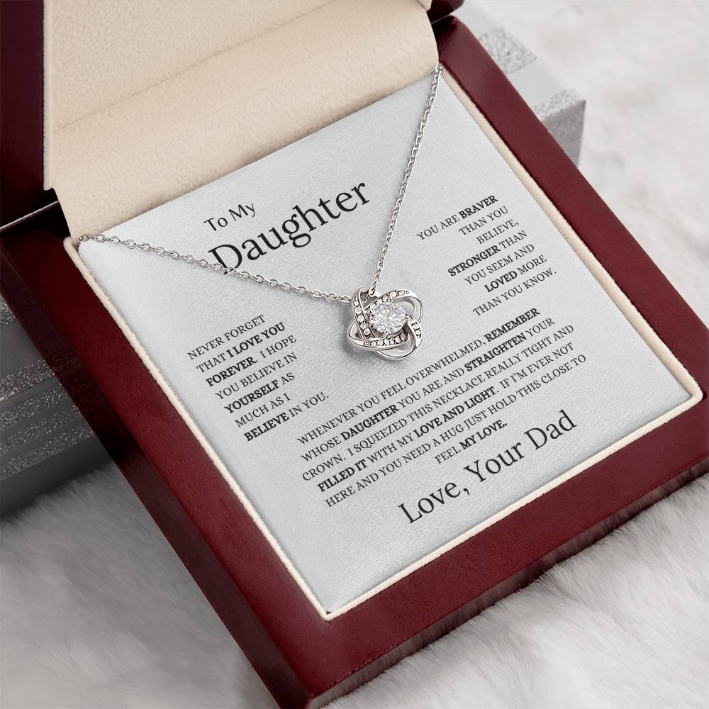 Gift from Dad to Daughter, Love Knot Necklace from Dad, Beautiful Love Knot Necklace Gift to Daughter