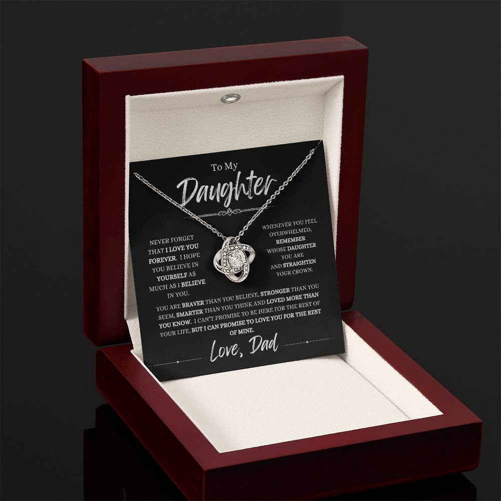 To My Daughter | I Love you Forever | To Daughter From Dad Necklace |Love Knot Necklace (Yellow & White Gold Variants)