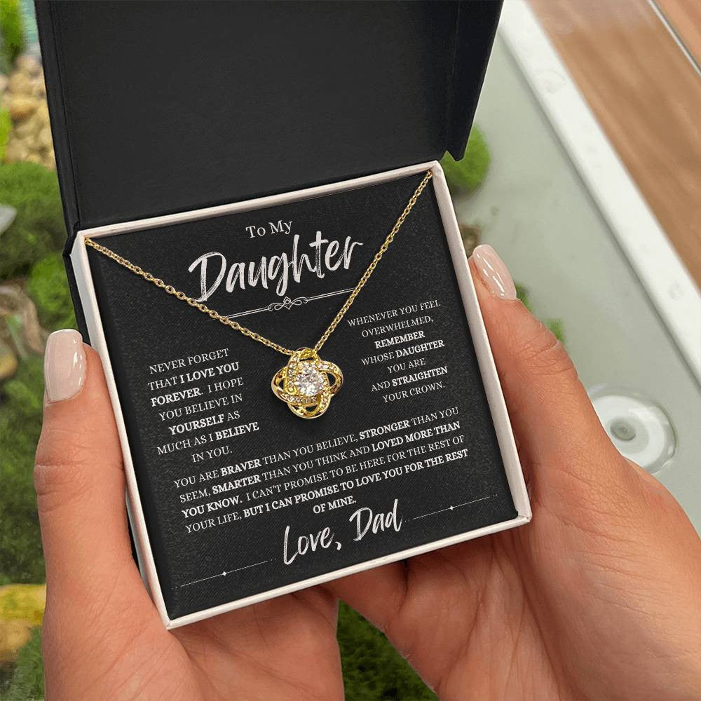 To My Daughter | I Love you Forever | To Daughter From Dad Necklace |Love Knot Necklace (Yellow & White Gold Variants)